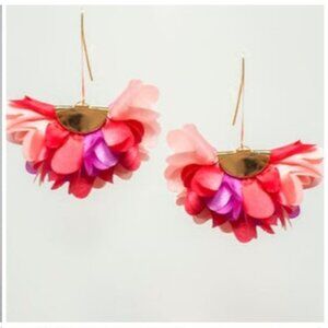 Colorful Fabric Floral Dangling Earrings